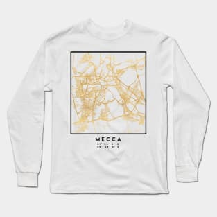 MECCA SAUDI ARABIA CITY STREET MAP ART Long Sleeve T-Shirt